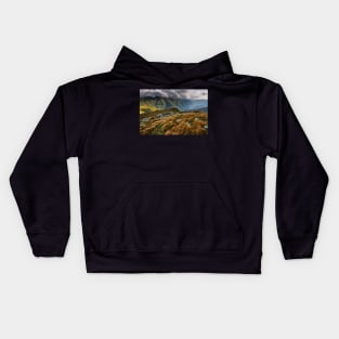 Alpine landscape in a cloudy day Kids Hoodie